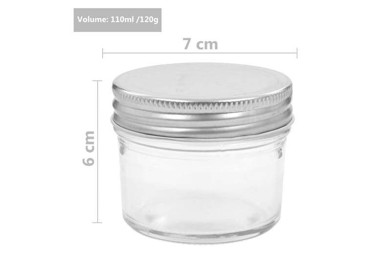 Syltetøjsglas 96 Stk. Med Sølvfarvet Låg 110 Ml - Sølv - Husholdning - Madlavning & Bagning - Køkkenudstyr - Dåser & syltetøjsglas