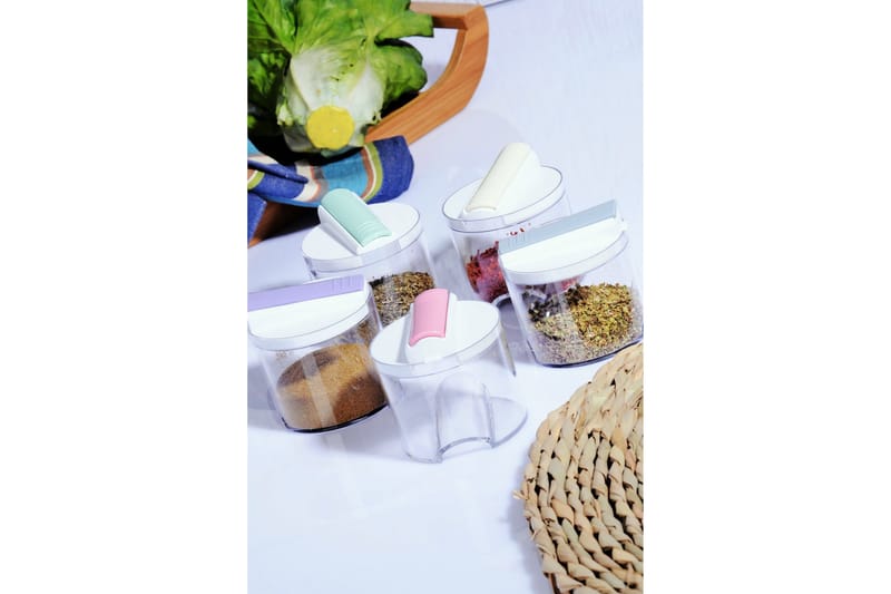 Krydderiglas 5 stk - Hvid - Husholdning - Madlavning & Bagning - Køkkenudstyr - Salt & peberkværn