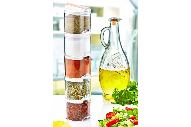 Krydderiglas 5 stk - Hvid - Husholdning - Madlavning & Bagning - Køkkenudstyr - Salt & peberkværn