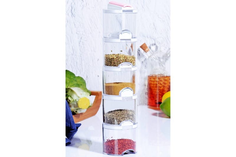 Krydderiglas 5 stk - Hvid - Husholdning - Madlavning & Bagning - Køkkenudstyr - Salt & peberkværn