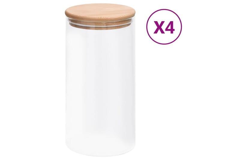 opbevaringsglas med bambuslåg 4 stk. 1200 ml - gennemsigtig - Husholdning - Madlavning & Bagning - Køkkenudstyr - Dåser & syltetøjsglas