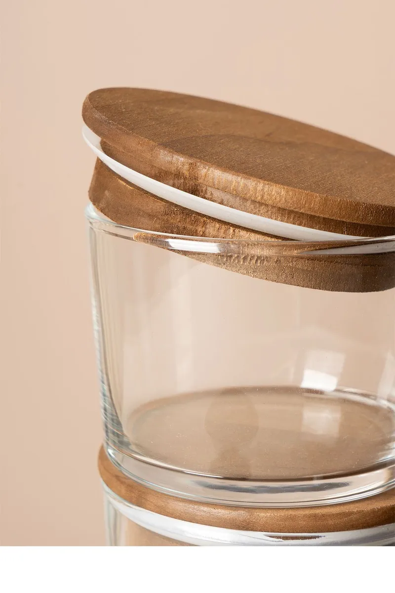 Sæt med opbevaringsbokse (12 dele) Opviq Cleo Shelf (8 x 8 x 5 cm) Transparent Valnød - Transparent valnød - Husholdning - Madlavning & Bagning - Køkkenudstyr - Dåser & syltetøjsglas