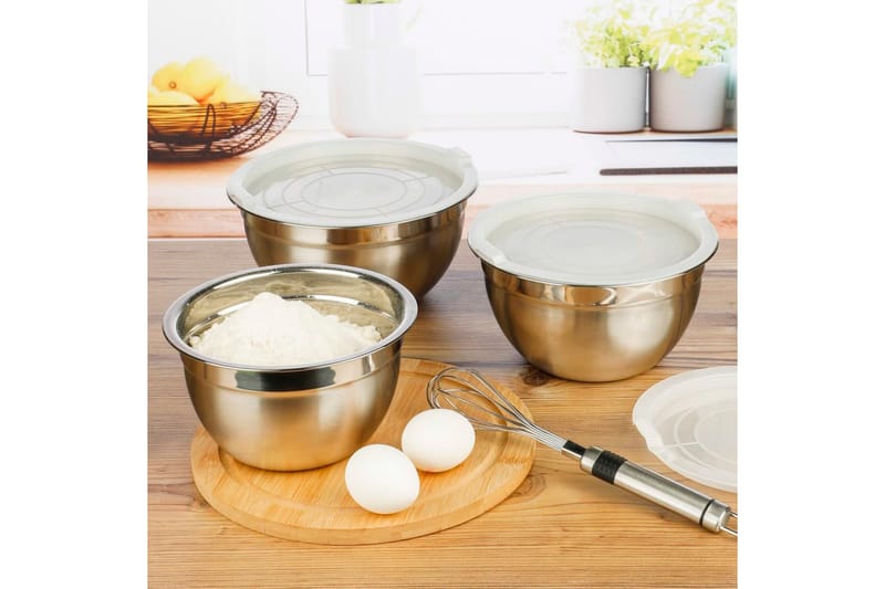 HI skålesæt sølvfarvet - Sølv - Skåle & bageskåle - Blandeskåle