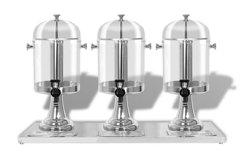 Tripeljuicedispenser Rustfrit Stål 3 X 8 L - Sølv - Husholdning - Madlavning & Bagning - Køkkenudstyr - Øvrige køkkenredskaber