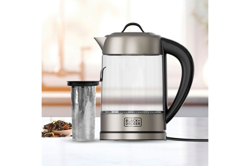 Vandkoger Black+Decker i Glas med Te-filter 1.7L - Sølv - Husholdning - Madlavning & Bagning - Køkkenudstyr