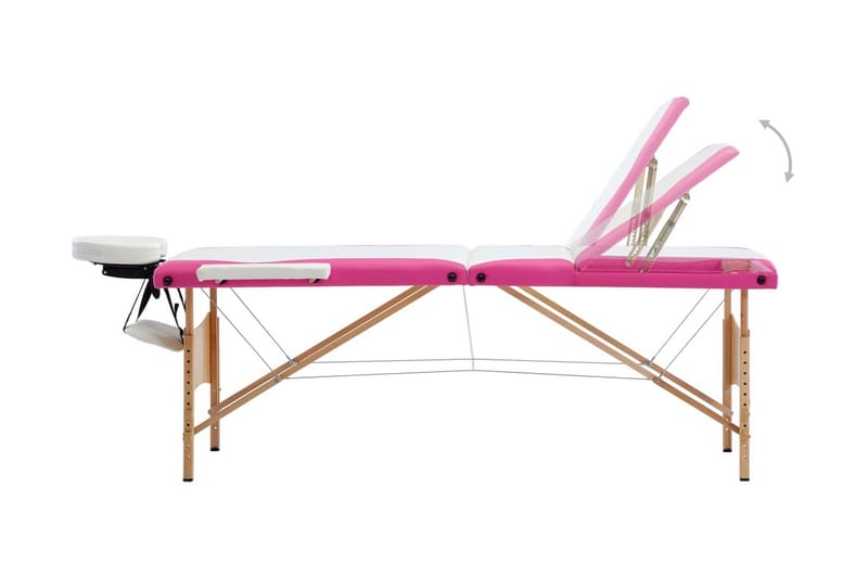 foldbart massagebord 3 zoner træ hvid og pink - Hvid - Massagebord