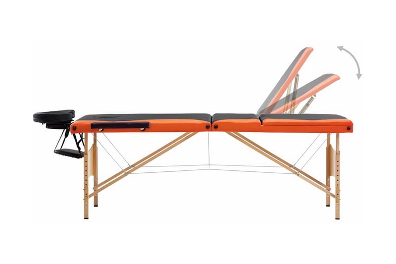 foldbart massagebord 3 zoner træ sort og orange - Sort - Massagebord