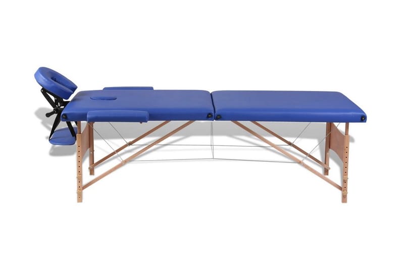 Blå sammefoldeligt massagebord, 2 zoner med træramme - Blå - Massagebord