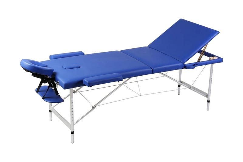 Blåt sammenklappeligt massagebord, 3 zoner & aluminiumsramme - Blå - Massagebord