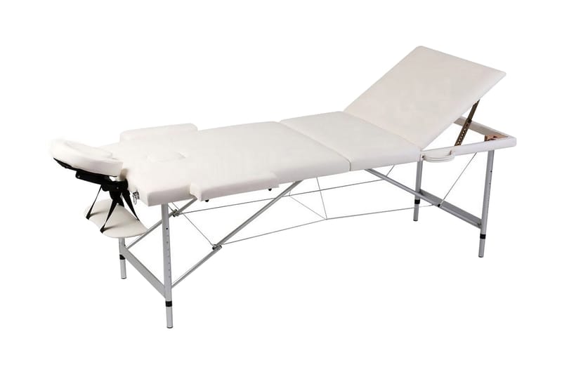 Creme sammenfoldeligt massagebord med aluminiumsstel,3 zoner - Hvid - Massagebord