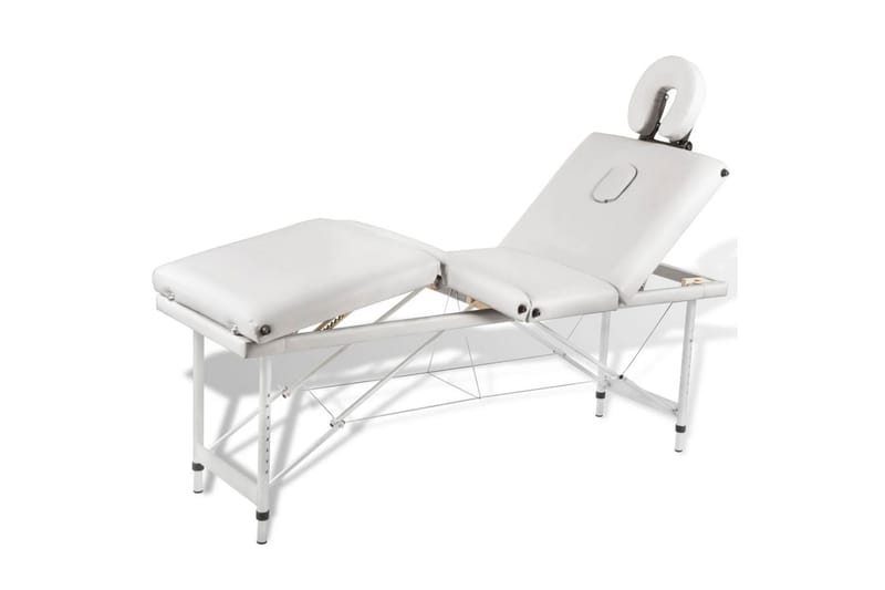 Creme sammenfoldeligt massagebord med aluminiumsstel,4 zoner - Hvid - Massagebord