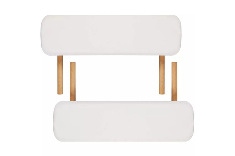 Cremefarvet sammefoldeligt massagebord, 2 zoner med træramme - Hvid - Massagebord
