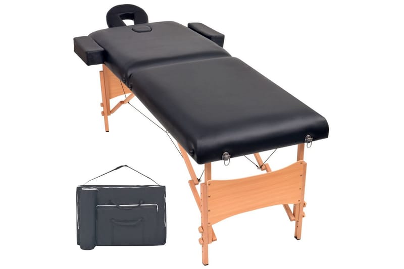foldbart 2-zoners massagebord 10 cm tykt sort - Sort - Massagebord