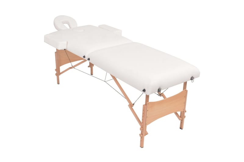 foldbart 2-zoners massagebord- og skammelsæt 10 cm tykt hvid - Hvid - Massagebord