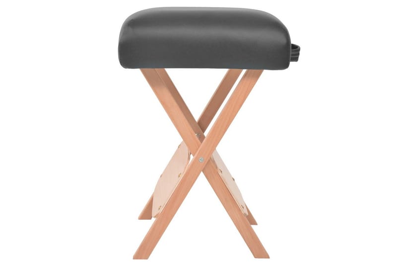 foldbart 2-zoners massagebord- og skammelsæt 10 cm tykt sort - Sort - Massagebord