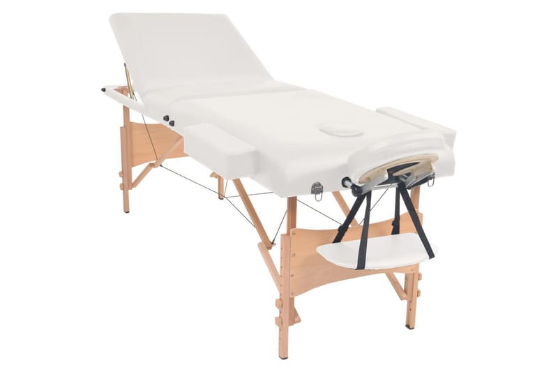 foldbart 3-zoners massagebord 10 cm tykt hvid - Hvid - Massagebord