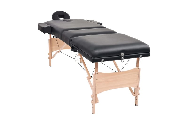 foldbart 3-zoners massagebord 10 cm tykt sort - Sort - Massagebord