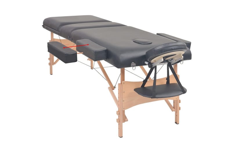 foldbart 3-zoners massagebord 10 cm tykt sort - Sort - Massagebord
