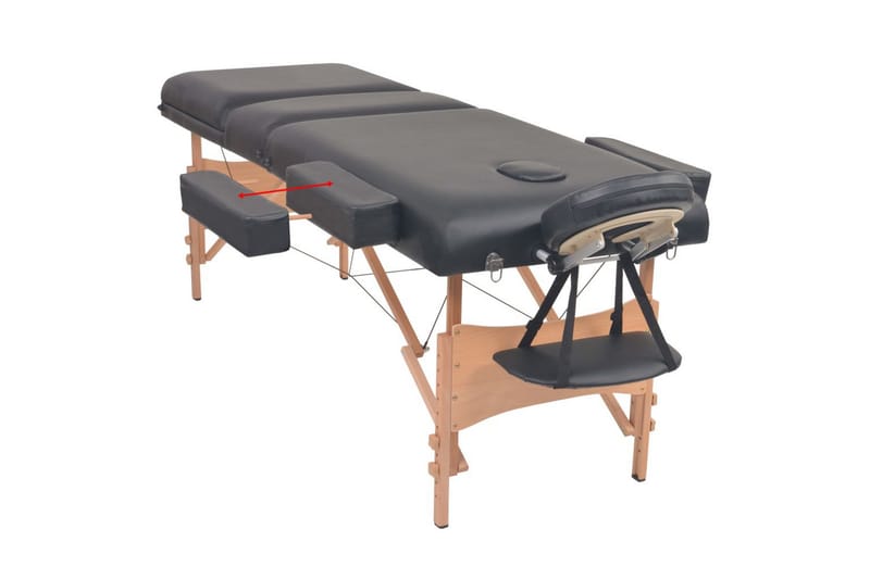 foldbart 3-zoners massagebord- og skammelsæt 10 cm tykt sort - Sort - Massagebord