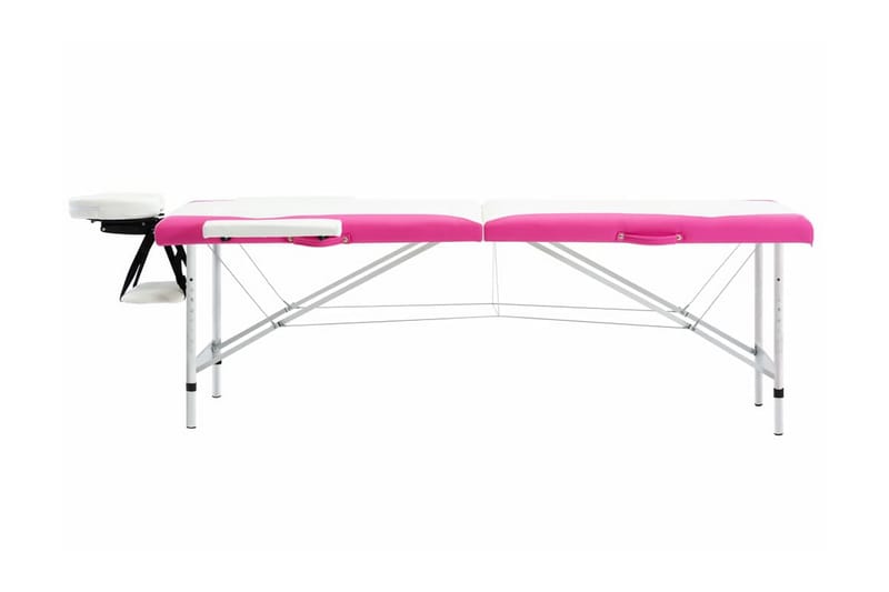 foldbart massagebord 2 zoner aluminium hvid og pink - Hvid - Massagebord