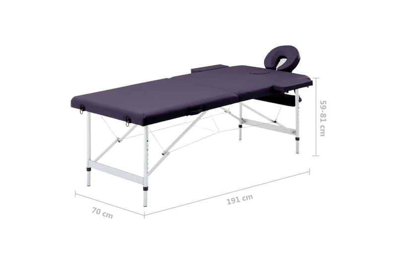foldbart massagebord 2 zoner aluminium lilla - Violet - Massagebord
