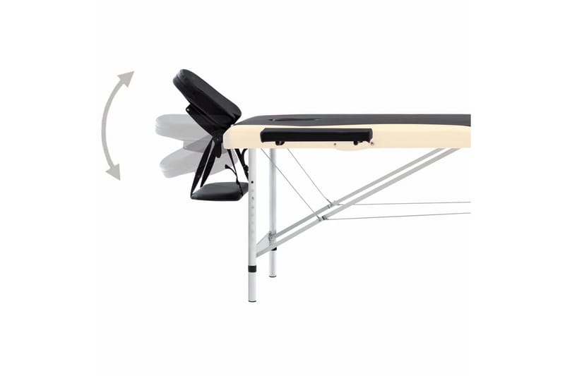 foldbart massagebord 2 zoner aluminium sort og beige - Sort - Massagebord