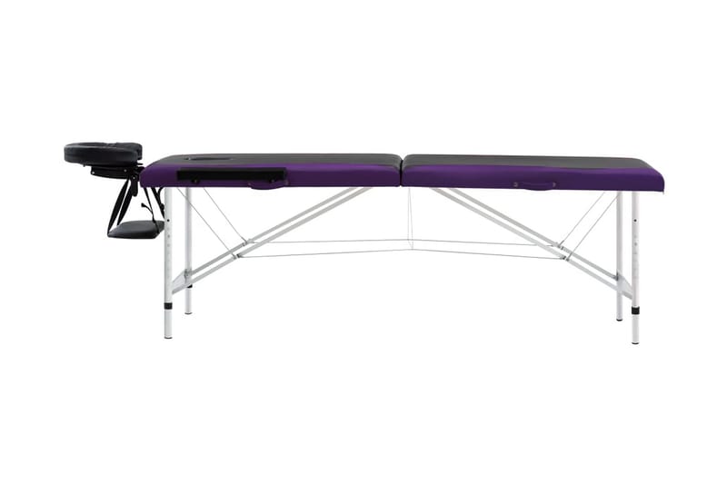 foldbart massagebord 2 zoner aluminium sort og lilla - Sort - Massagebord