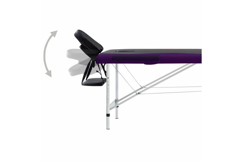 foldbart massagebord 2 zoner aluminium sort og lilla - Sort - Massagebord