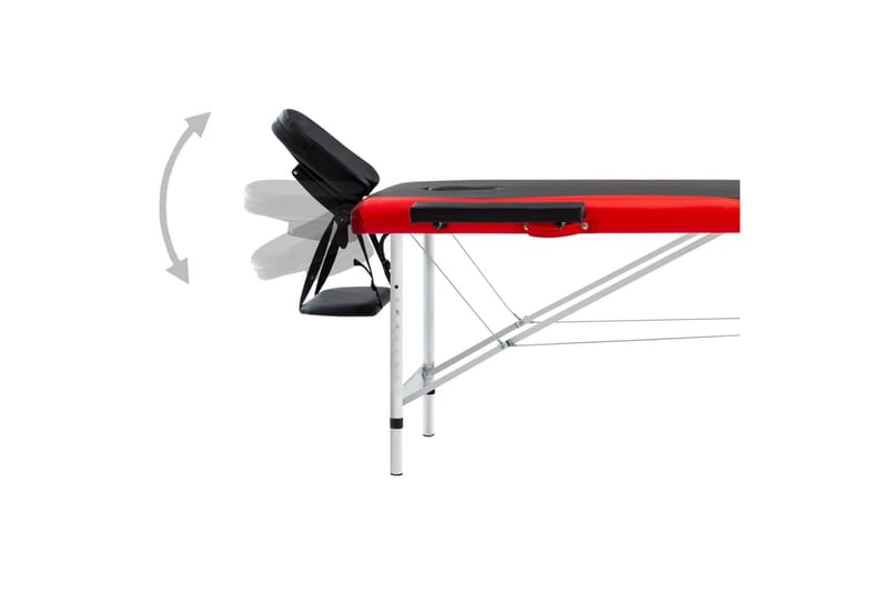 foldbart massagebord 2 zoner aluminium sort og rød - Sort - Massagebord