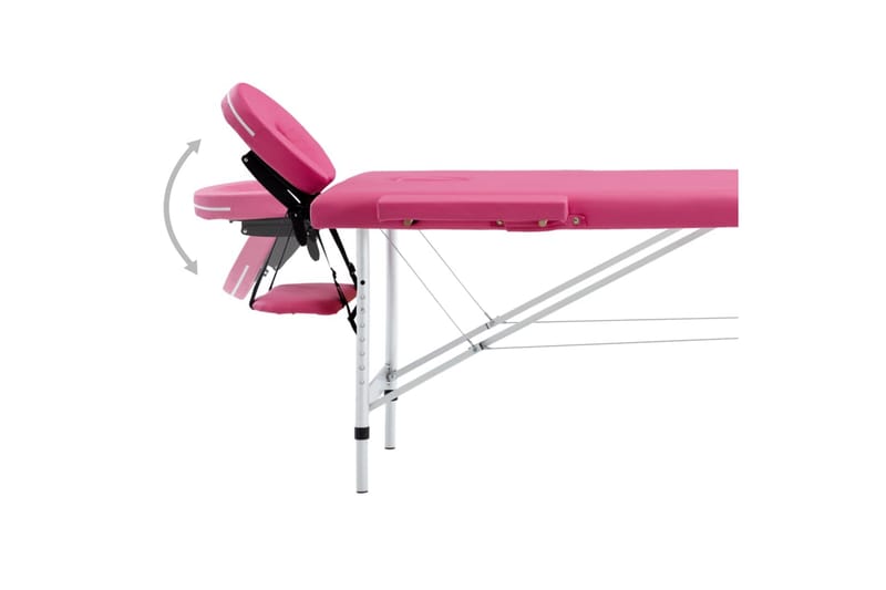 foldbart massagebord 2 zoner aluminium pink - Lyserød - Massagebord