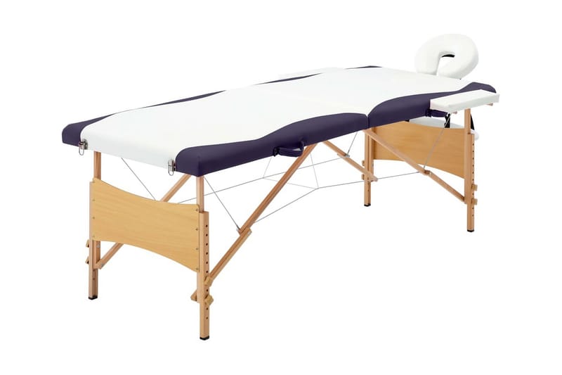 foldbart massagebord 2 zoner træ hvid og lilla - Hvid - Massagebord
