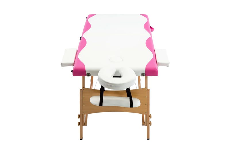 foldbart massagebord 2 zoner træ hvid og pink - Hvid - Massagebord