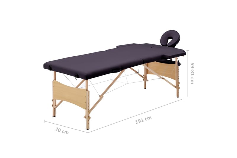 foldbart massagebord 2 zoner træ lilla - Violet - Massagebord