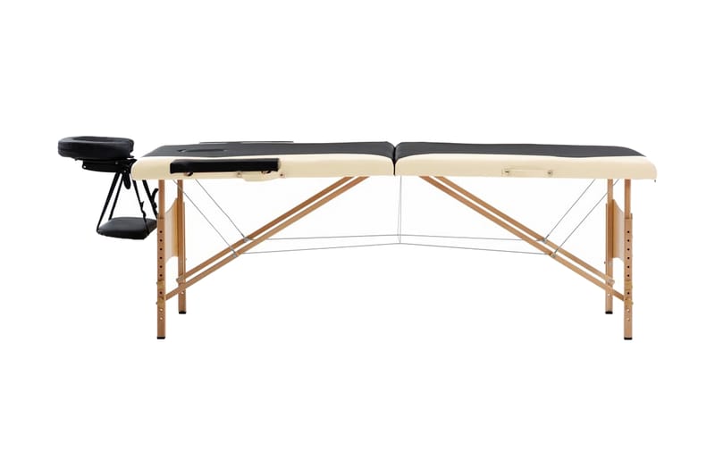 foldbart massagebord 2 zoner træ sort og beige - Sort - Massagebord