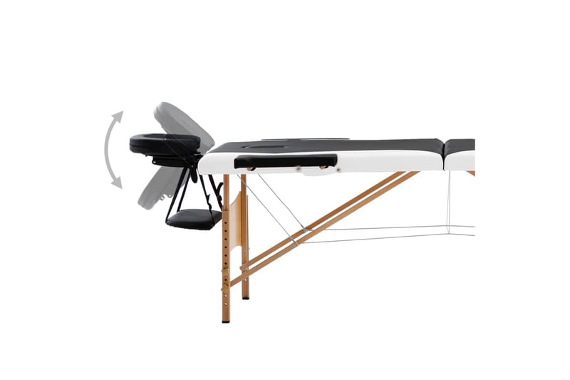 foldbart massagebord 2 zoner træ sort og hvid - Sort - Massagebord