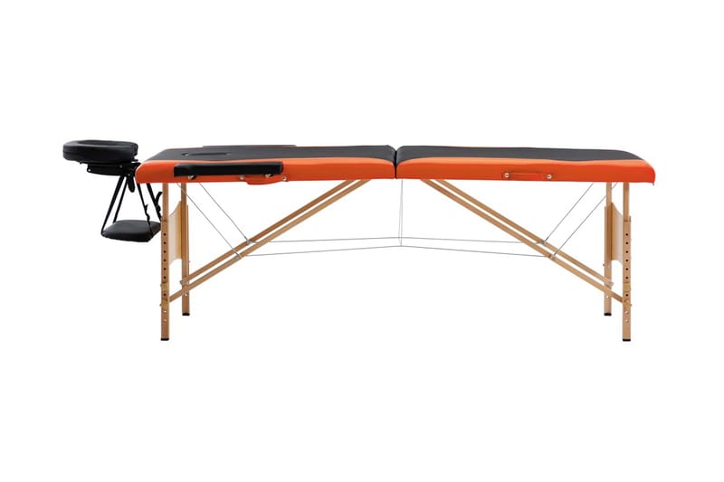 foldbart massagebord 2 zoner træ sort og orange - Sort - Massagebord
