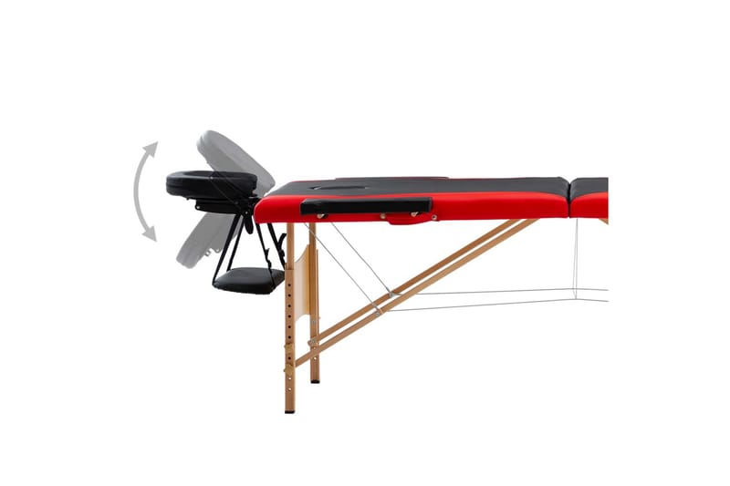 foldbart massagebord 2 zoner træ sort og rød - Sort - Massagebord