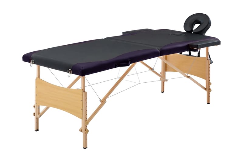 foldbart massagebord 2 zoner træ sort - Sort - Massagebord