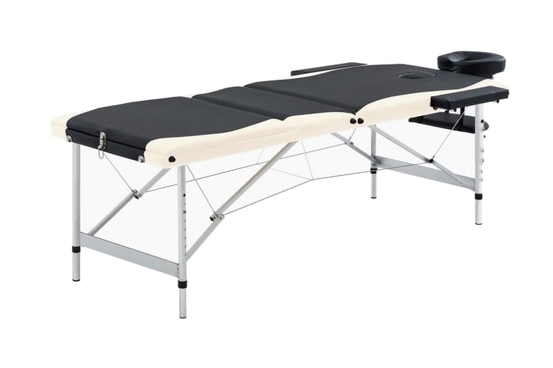 foldbart massagebord 3 zoner aluminium sort og beige - Sort - Massagebord