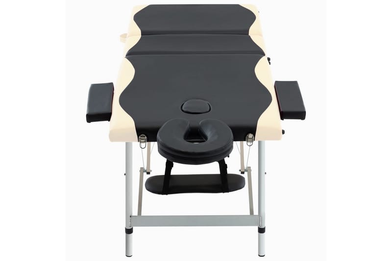 foldbart massagebord 3 zoner aluminium sort og beige - Sort - Massagebord
