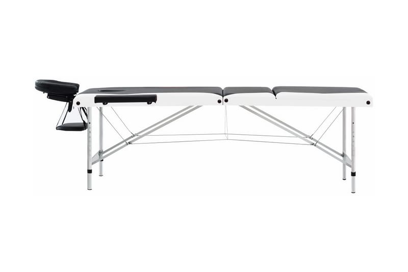 foldbart massagebord 3 zoner aluminium sort og hvid - Sort - Massagebord