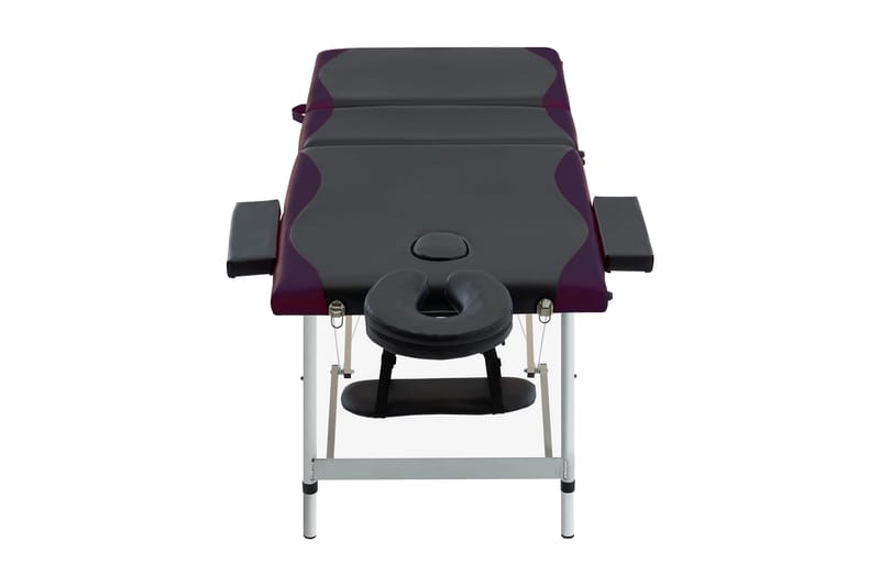 foldbart massagebord 3 zoner aluminium sort og lilla - Sort - Massagebord