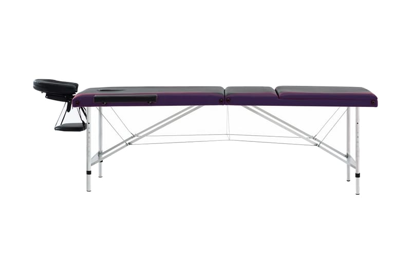 foldbart massagebord 3 zoner aluminium sort og lilla - Sort - Massagebord