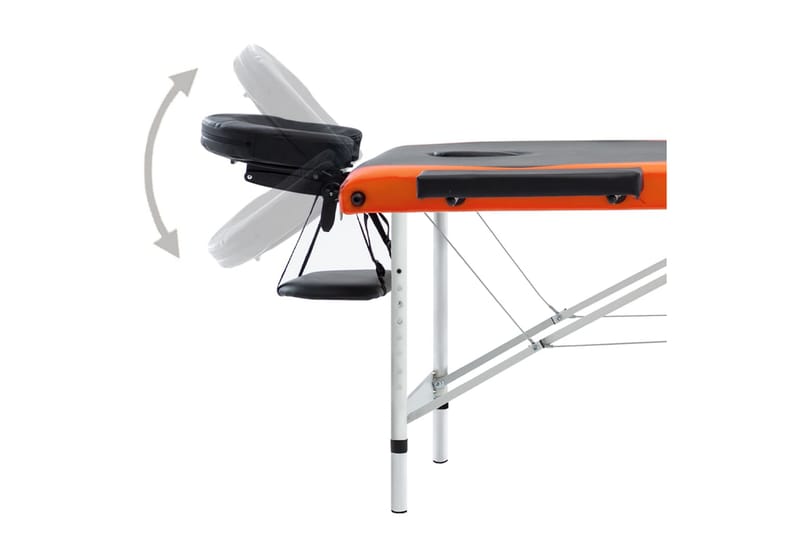 foldbart massagebord 3 zoner aluminium sort og orange - Sort - Massagebord