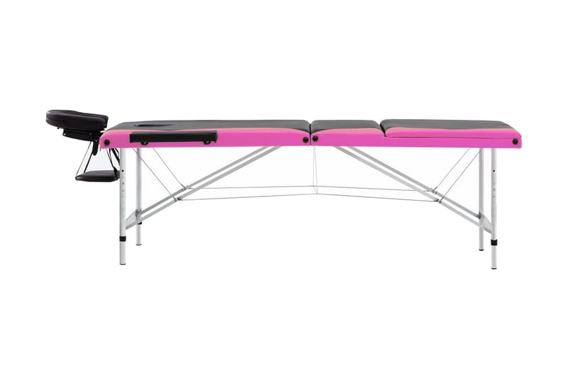 foldbart massagebord 3 zoner aluminium sort og pink - Sort - Massagebord