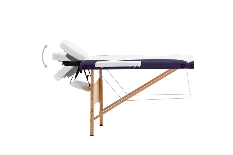 foldbart massagebord 3 zoner træ hvid og lilla - Hvid - Massagebord