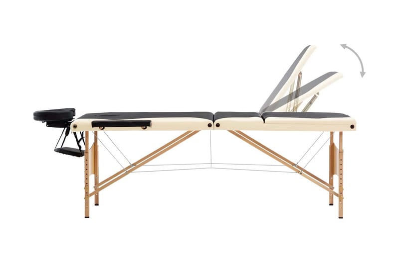 foldbart massagebord 3 zoner træ sort og beige - Sort - Massagebord