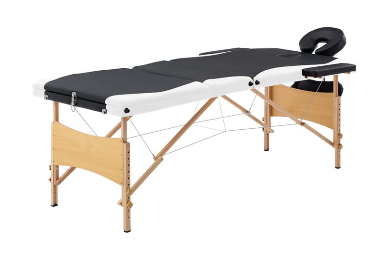 foldbart massagebord 3 zoner træ sort og hvid - Sort - Massagebord