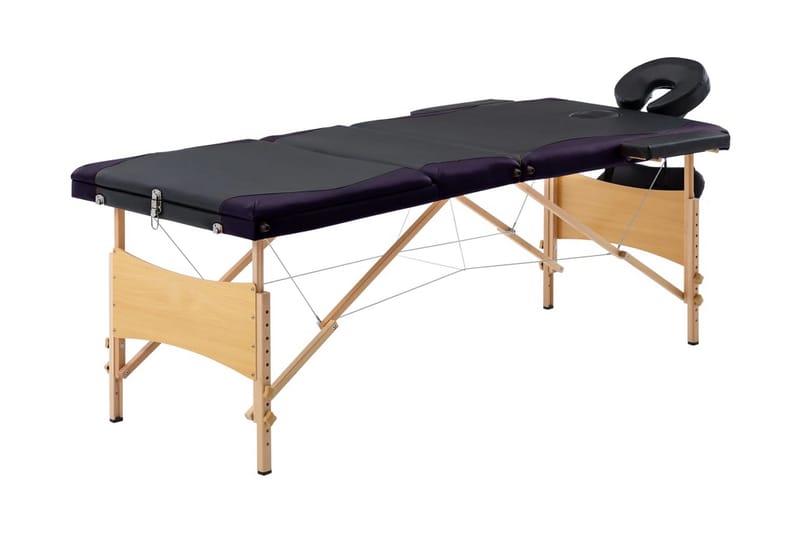 foldbart massagebord 3 zoner træ sort og lilla - Sort - Massagebord
