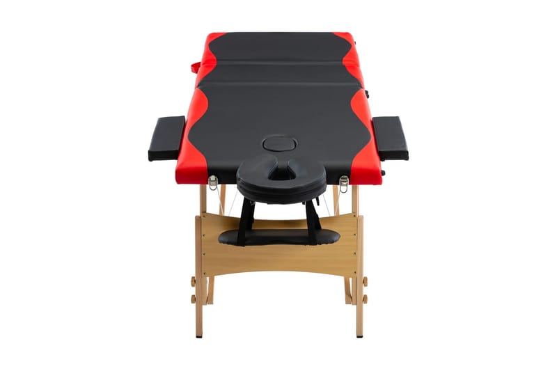 foldbart massagebord 3 zoner træ sort og rød - Sort - Massagebord